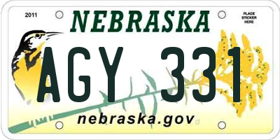 NE license plate AGY331