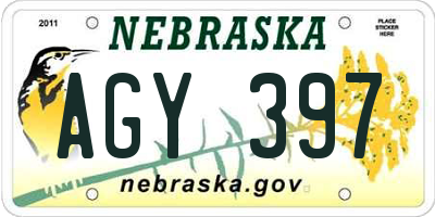 NE license plate AGY397