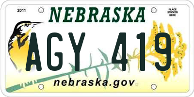NE license plate AGY419