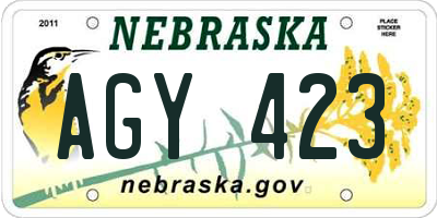 NE license plate AGY423