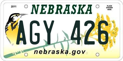 NE license plate AGY426