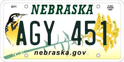 NE license plate AGY451