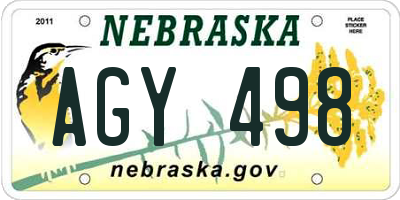 NE license plate AGY498