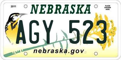 NE license plate AGY523