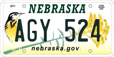 NE license plate AGY524