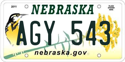 NE license plate AGY543