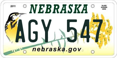NE license plate AGY547