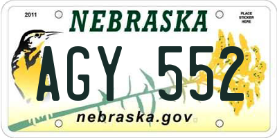 NE license plate AGY552