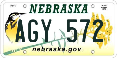 NE license plate AGY572