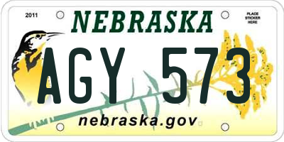 NE license plate AGY573