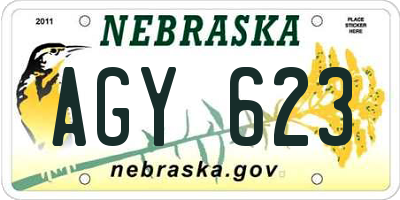 NE license plate AGY623