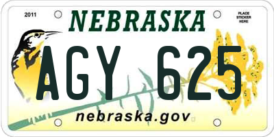 NE license plate AGY625