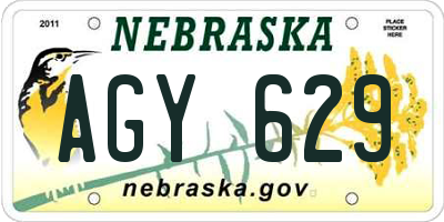 NE license plate AGY629