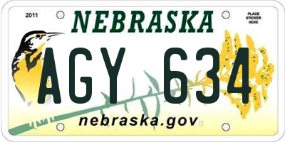 NE license plate AGY634