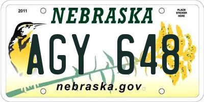 NE license plate AGY648