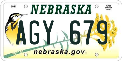NE license plate AGY679