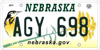 NE license plate AGY698