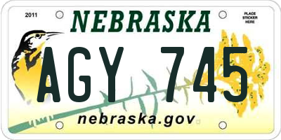NE license plate AGY745