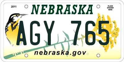 NE license plate AGY765