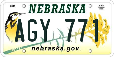 NE license plate AGY771
