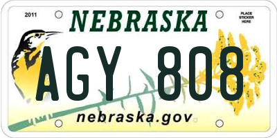 NE license plate AGY808