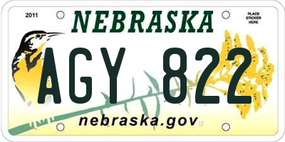 NE license plate AGY822