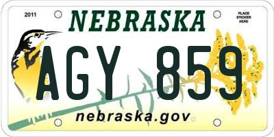 NE license plate AGY859