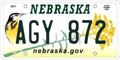 NE license plate AGY872