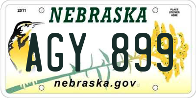 NE license plate AGY899