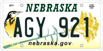 NE license plate AGY921
