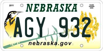 NE license plate AGY932