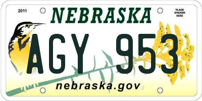 NE license plate AGY953