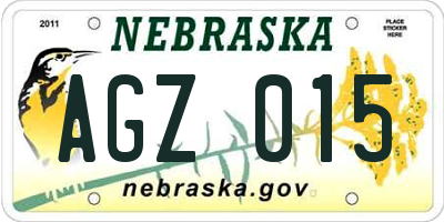 NE license plate AGZ015