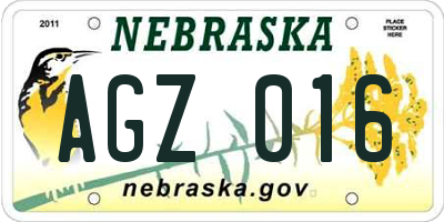 NE license plate AGZ016