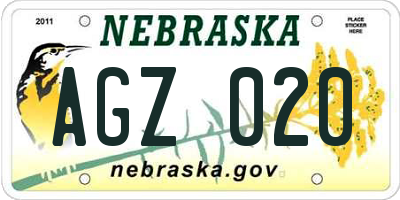 NE license plate AGZ020