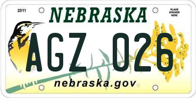 NE license plate AGZ026