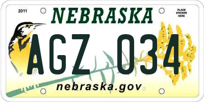 NE license plate AGZ034
