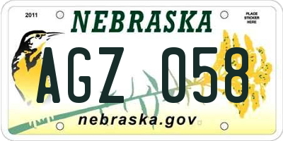 NE license plate AGZ058