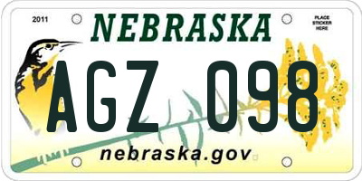 NE license plate AGZ098