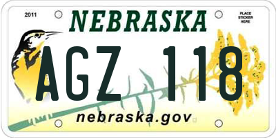 NE license plate AGZ118