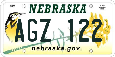NE license plate AGZ122