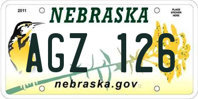 NE license plate AGZ126