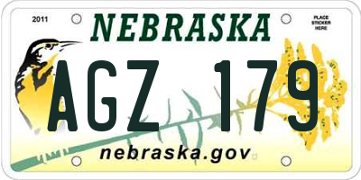 NE license plate AGZ179