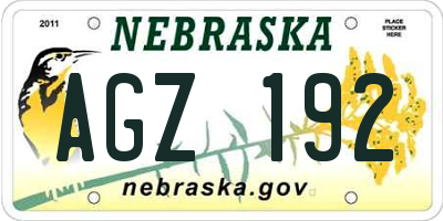 NE license plate AGZ192
