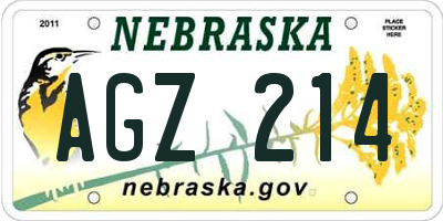 NE license plate AGZ214