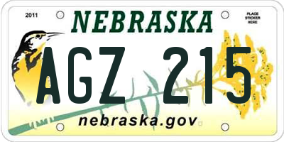 NE license plate AGZ215
