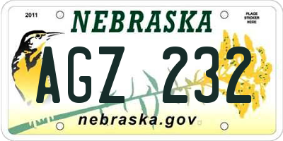 NE license plate AGZ232
