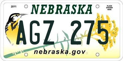 NE license plate AGZ275