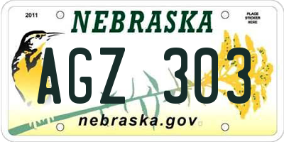 NE license plate AGZ303