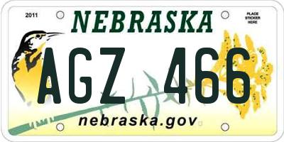 NE license plate AGZ466